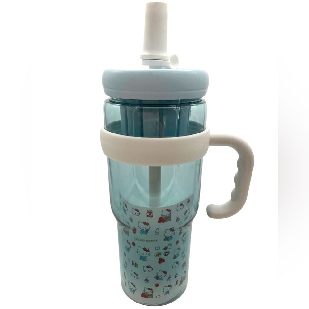 Kitty Blue Water Bottle with Straw 800ml